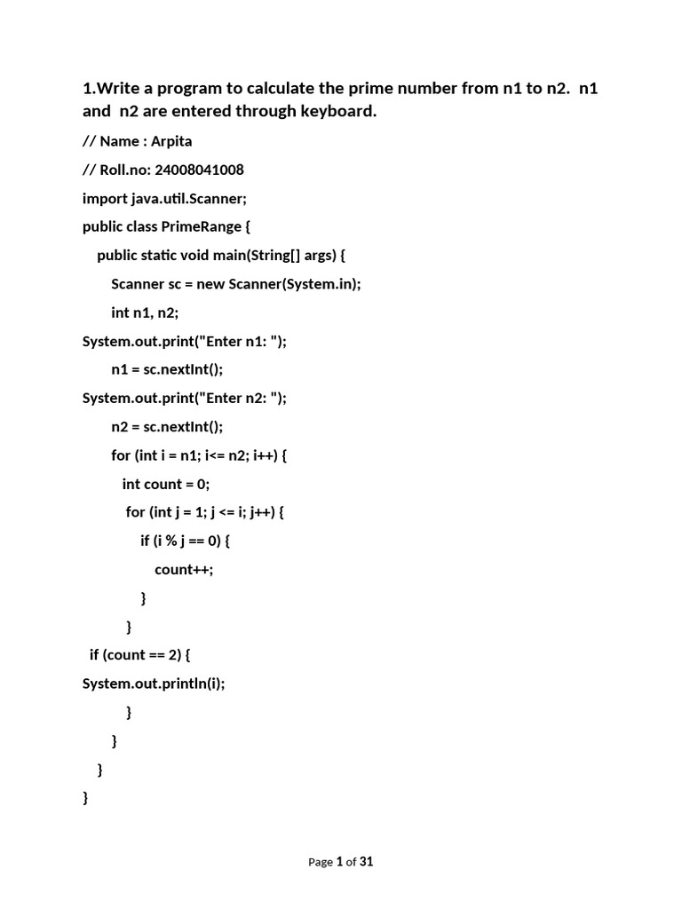 Arpita java programss (1) | PDF | String (Computer Science) | Software ...