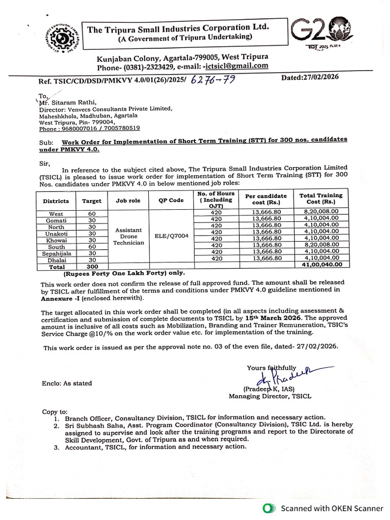 Work Order TSICL | PDF