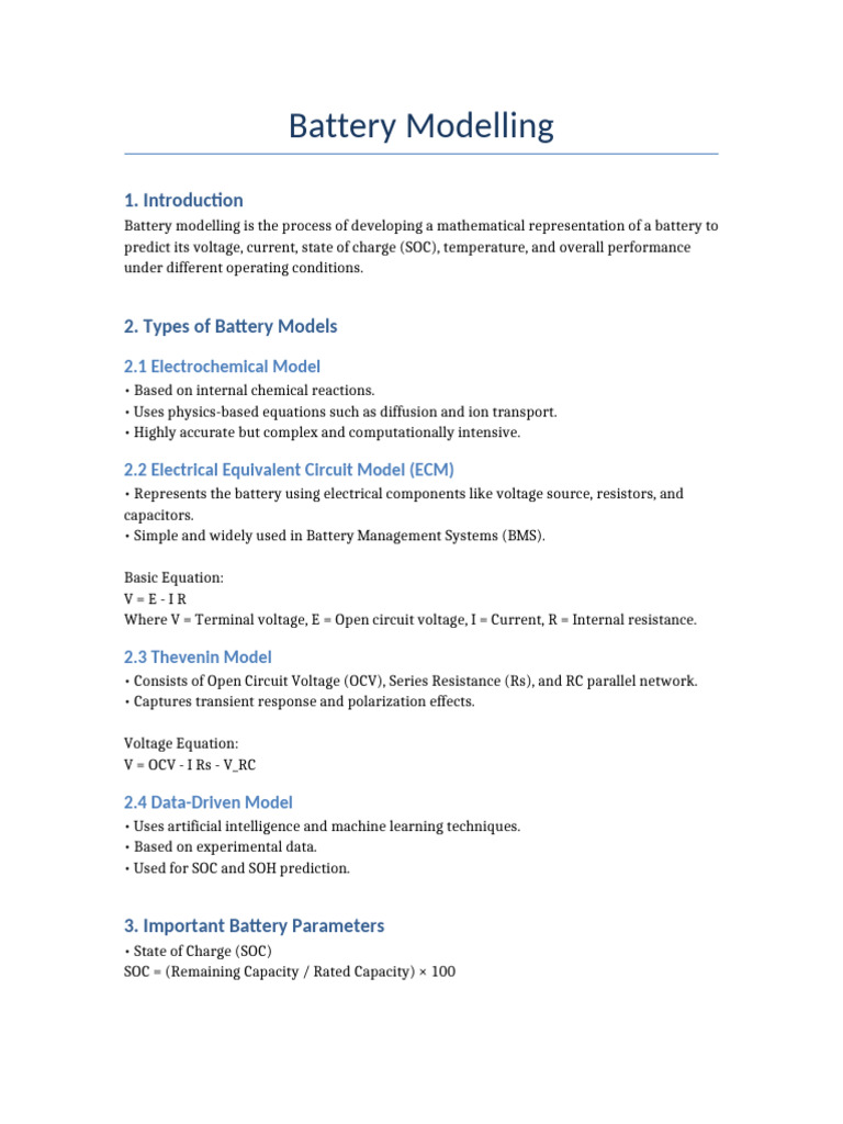 Battery Modelling | PDF