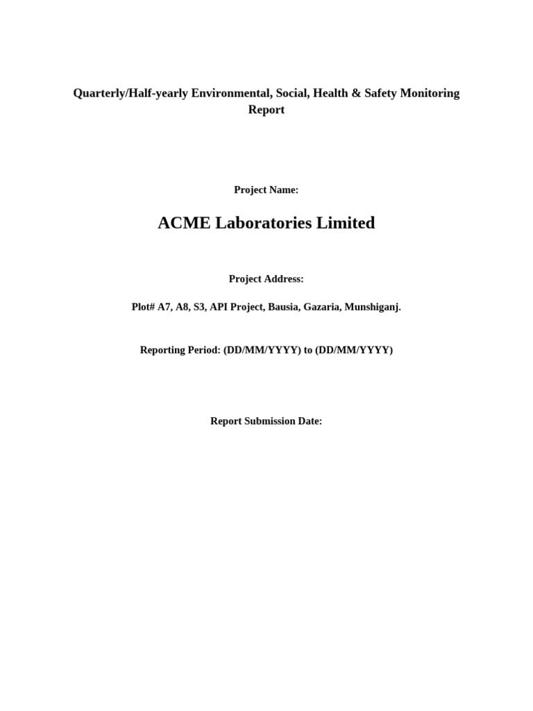 Periodic Environmental, Social, Health and Safety Monitoring Report ...