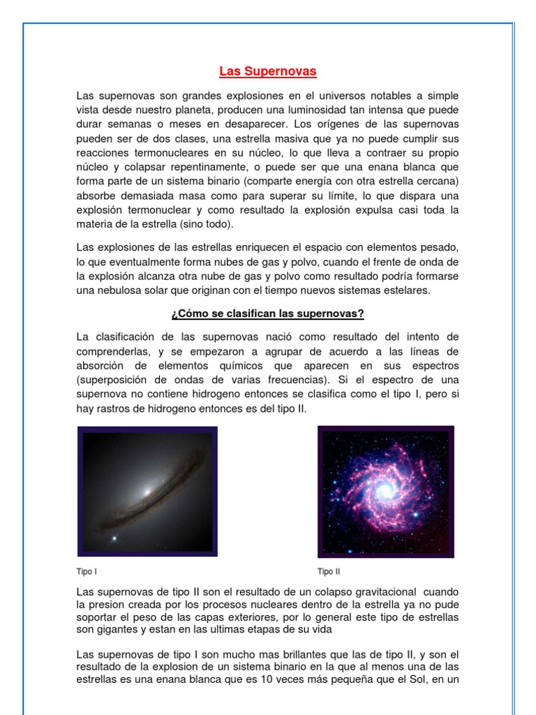 Resumen de Supernovas y Novas | PDF | Supernova | Estrellas