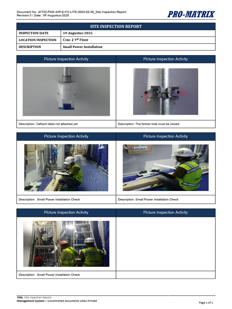 Inspection Form Foto Small Power Crac 2 | PDF