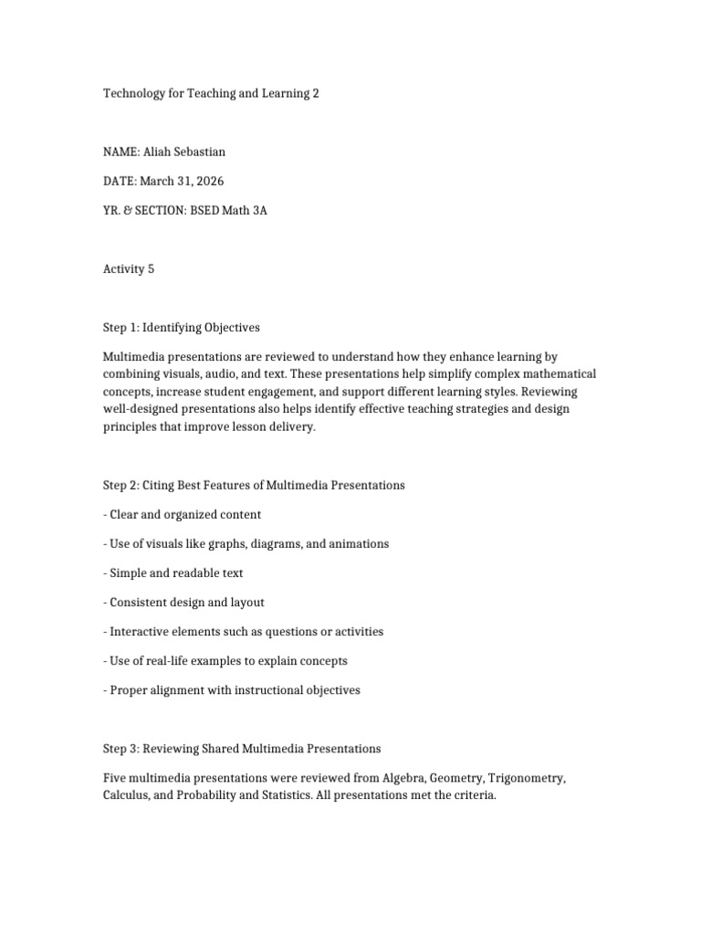 Activity 5 TTL2 | PDF