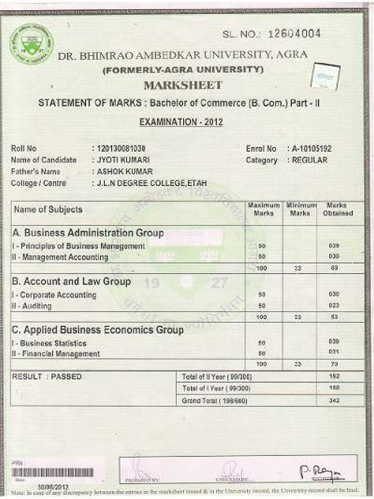 marksheet (1) | PDF