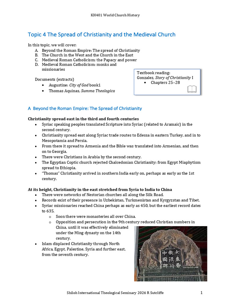 Topic 4 The Spread of Christianity and The Medieval Church | PDF ...