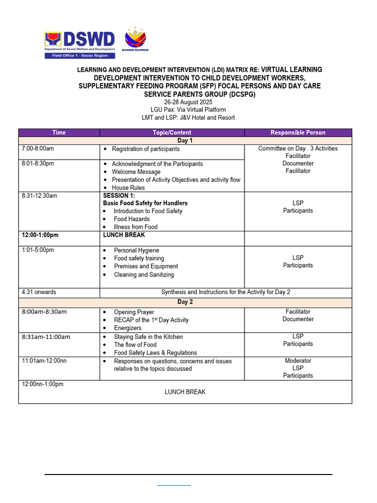 Program Virtual LDI of CDWs and DCSPGs Final | PDF
