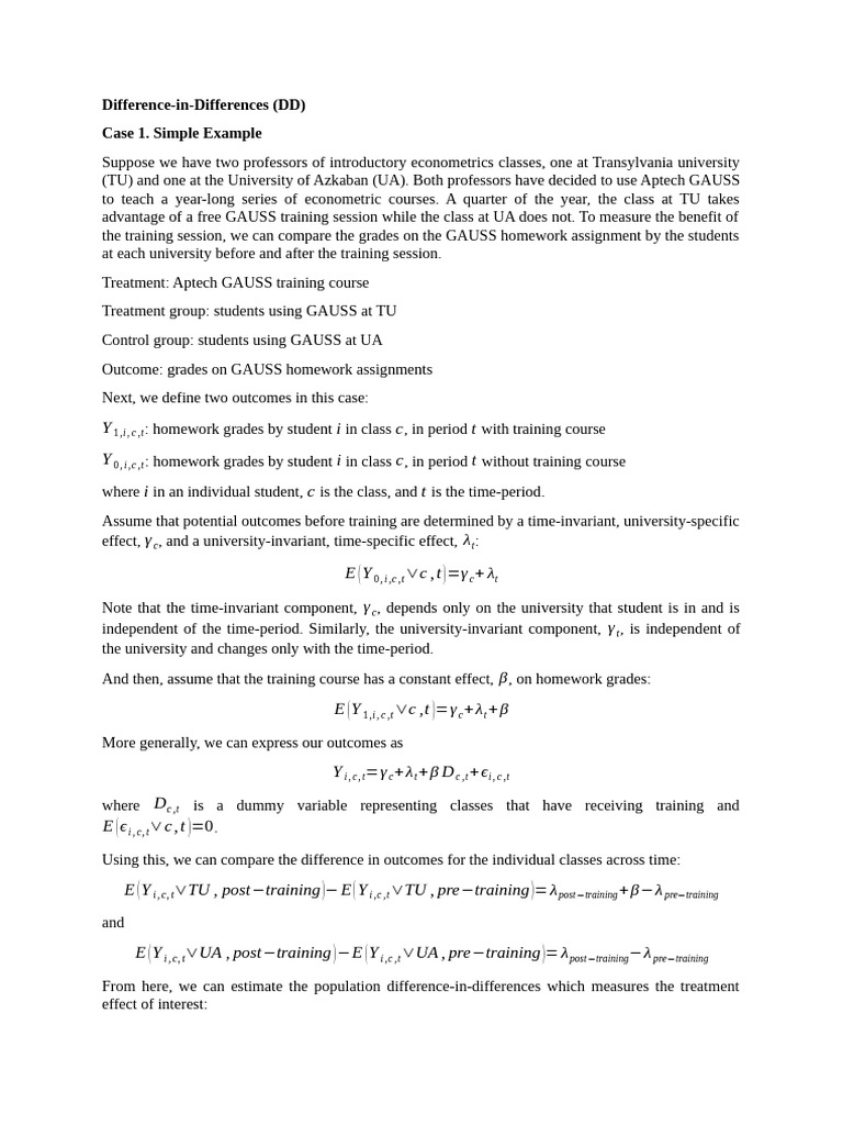 DiffinDiff_ProblemsSet2 | PDF | Statistical Theory | Estimation Theory