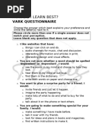VARK Learning Style Questionnaire | PDF | Learning Styles | Cognition