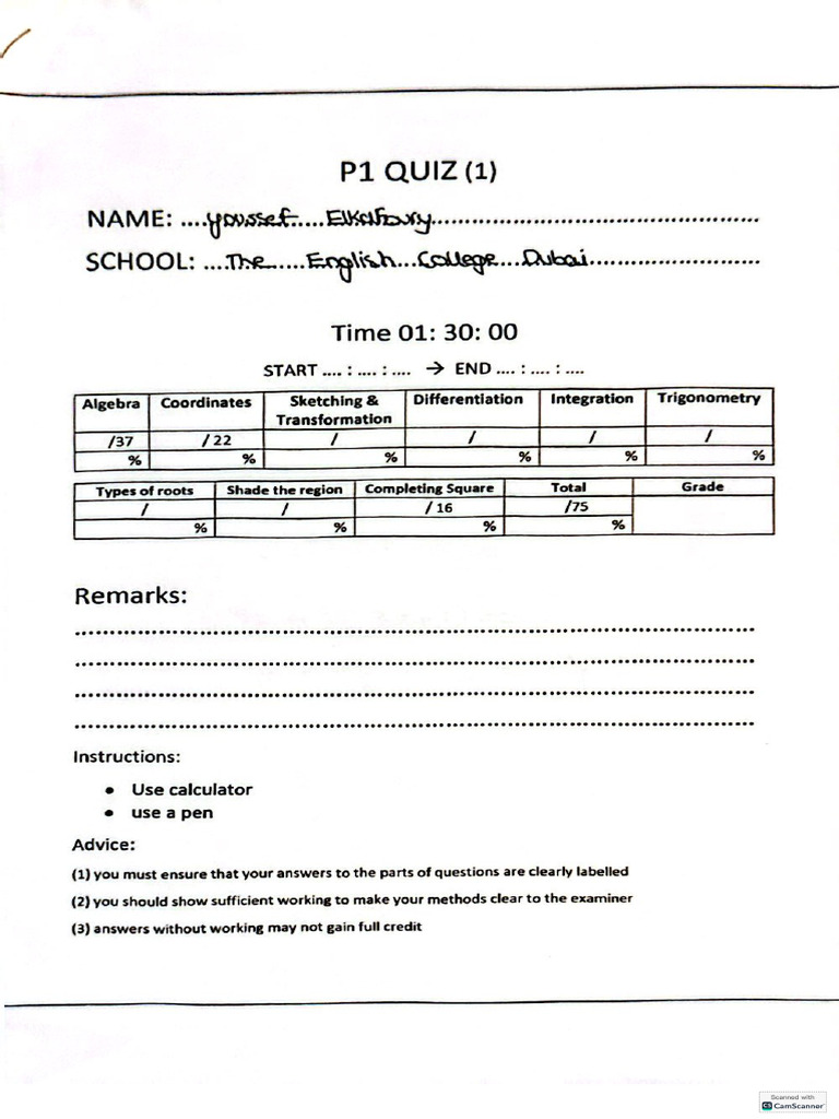 Math test 1 | PDF