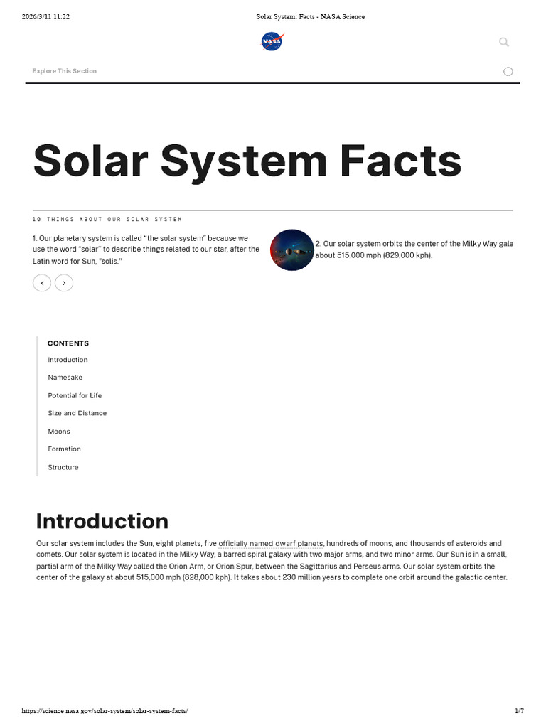 Solar System_ Facts - NASA Science | PDF | Solar System | Planets