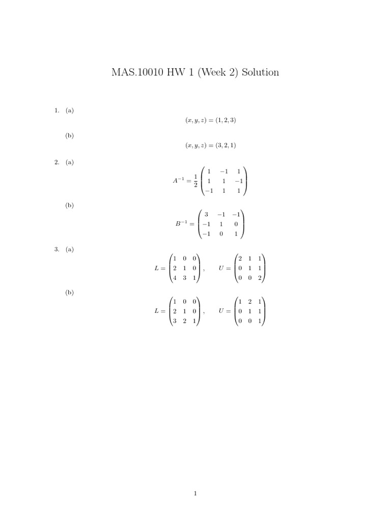 MAS 10010 HW 1 Week 2 Solution | PDF