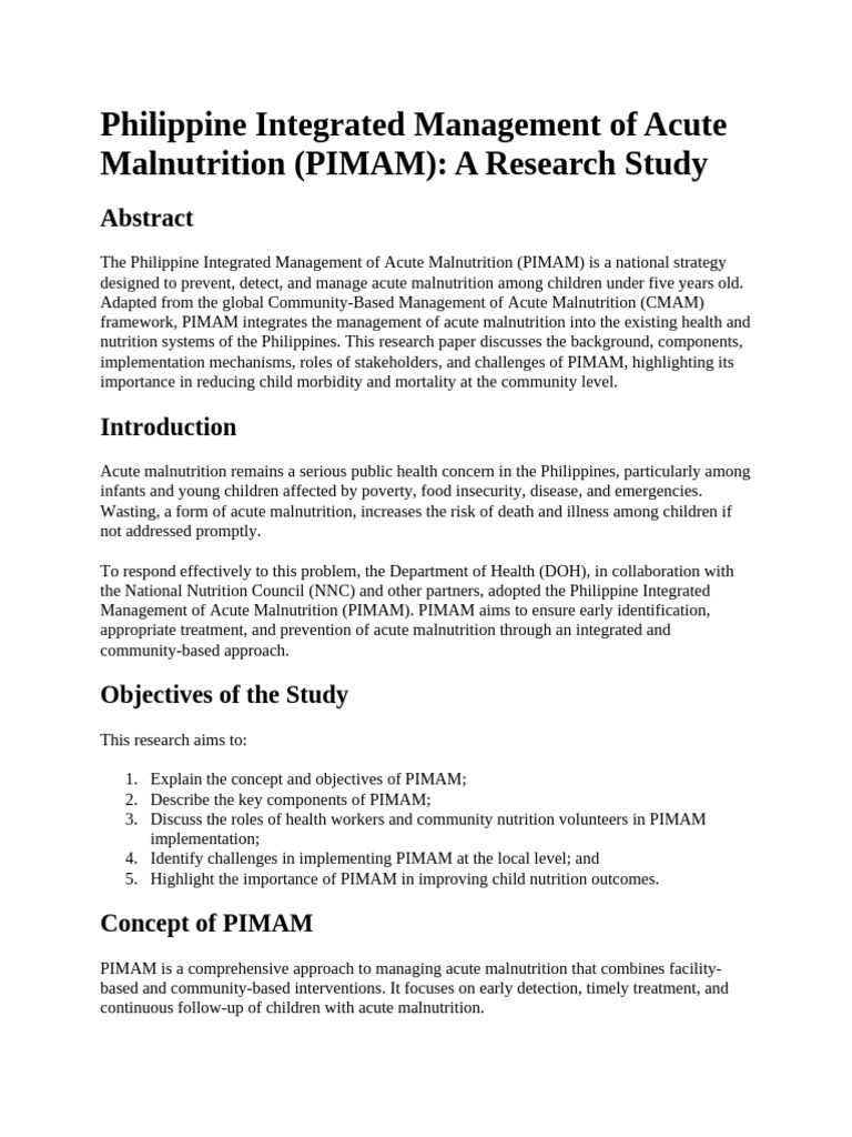 Philippine Integrated Management of Acute Malnutrition | PDF ...