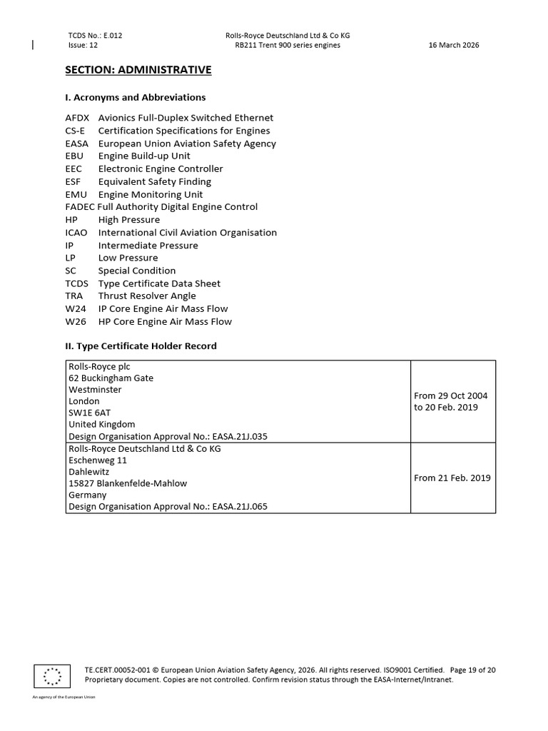 TCDS_E.012_I | PDF | Aviation | Engines