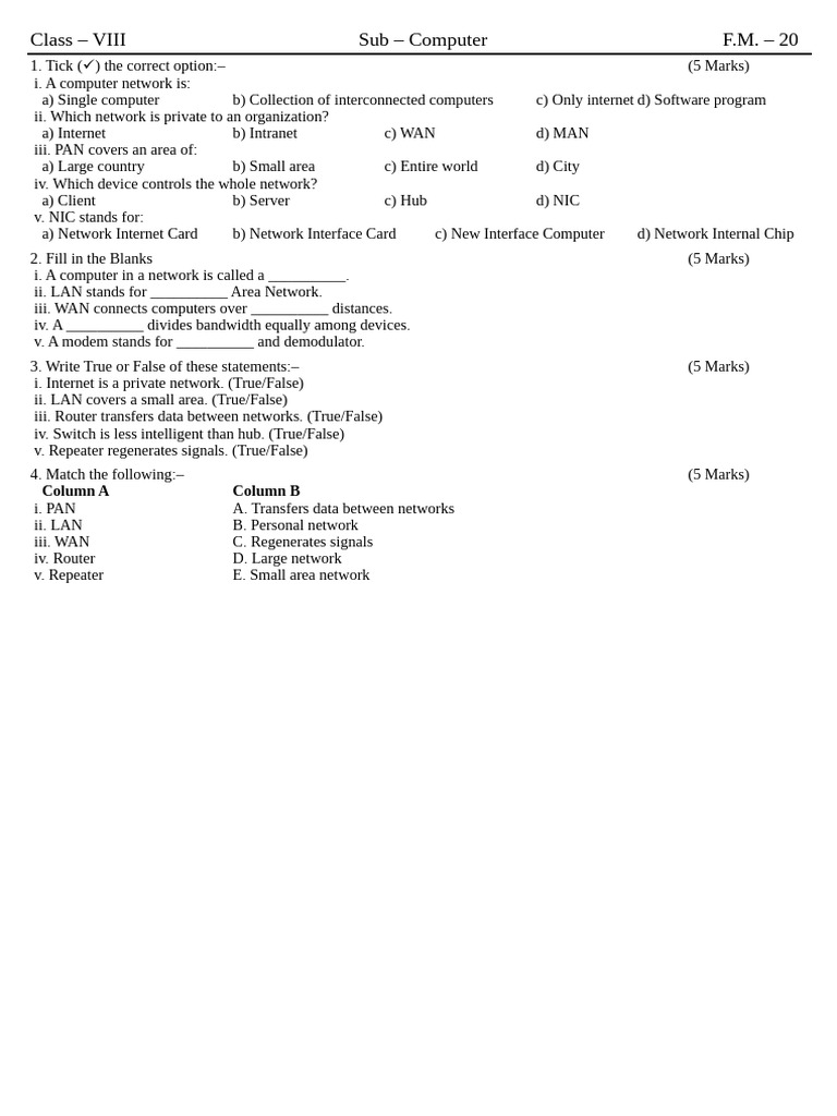 Class - 8 Computer | PDF