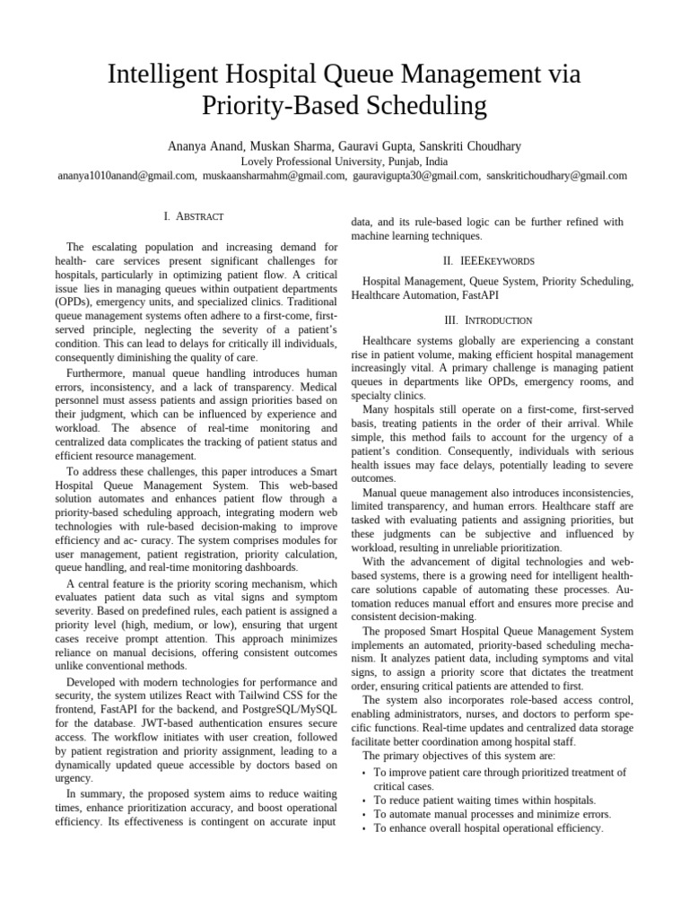 Hospital Queue Management System (1) | PDF | Cloud Computing | Patient