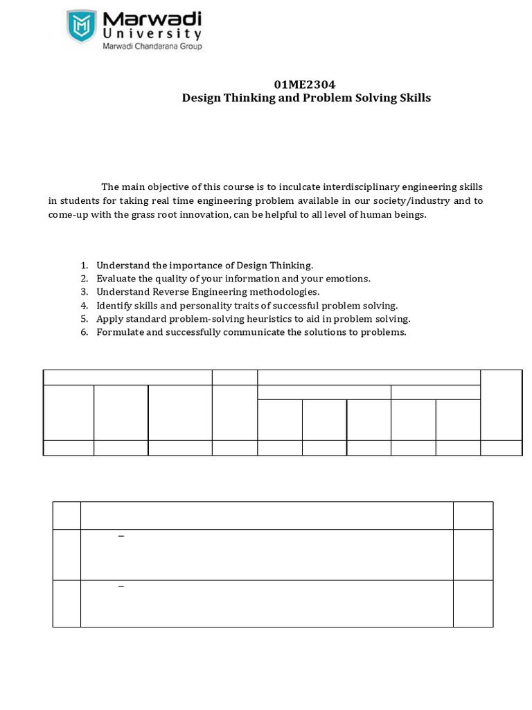 Design Thinking and Problem Solving Skills | PDF | Design Thinking ...