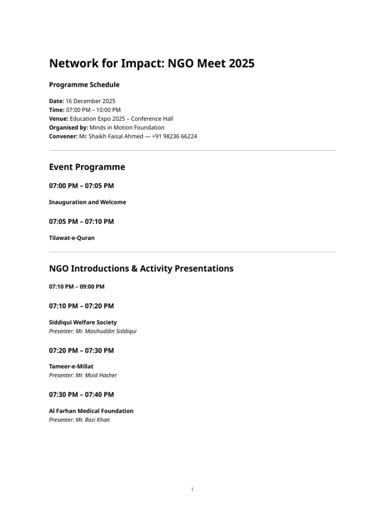 Network for Impact Programme | PDF