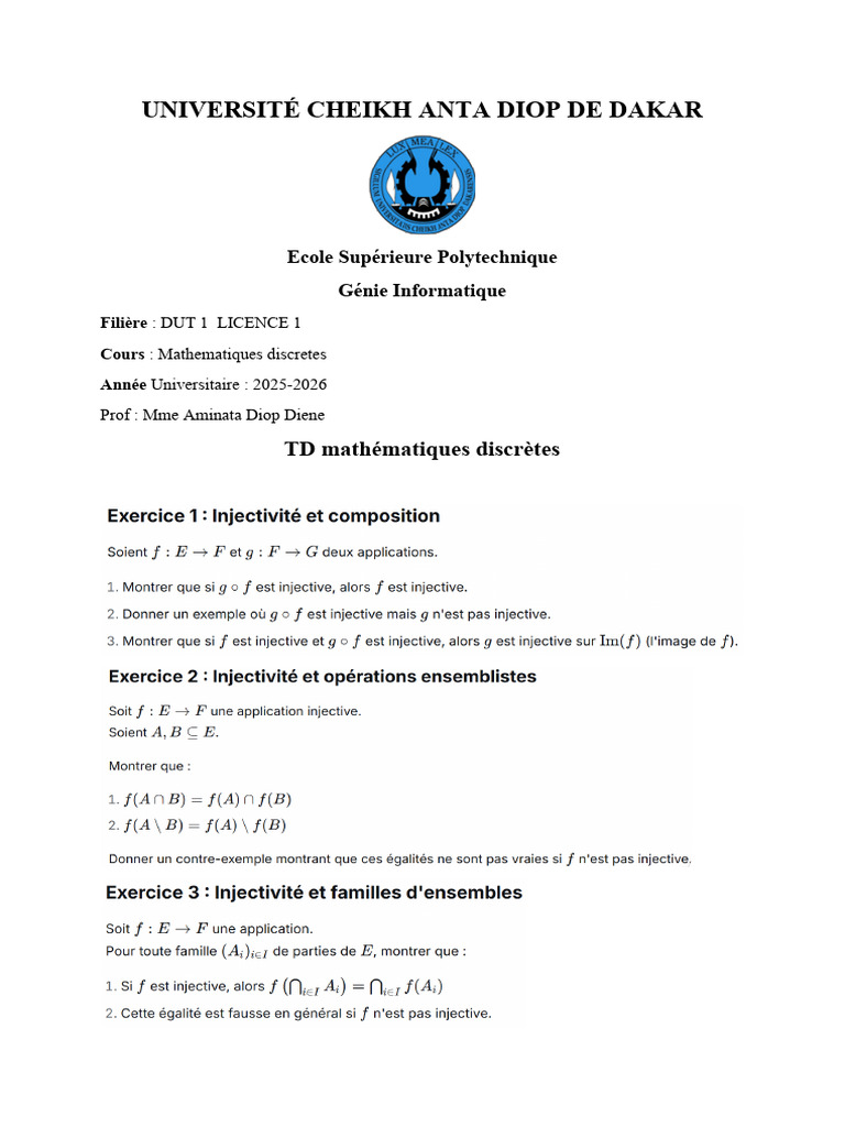 TD3 Maths Discretes Injection | PDF