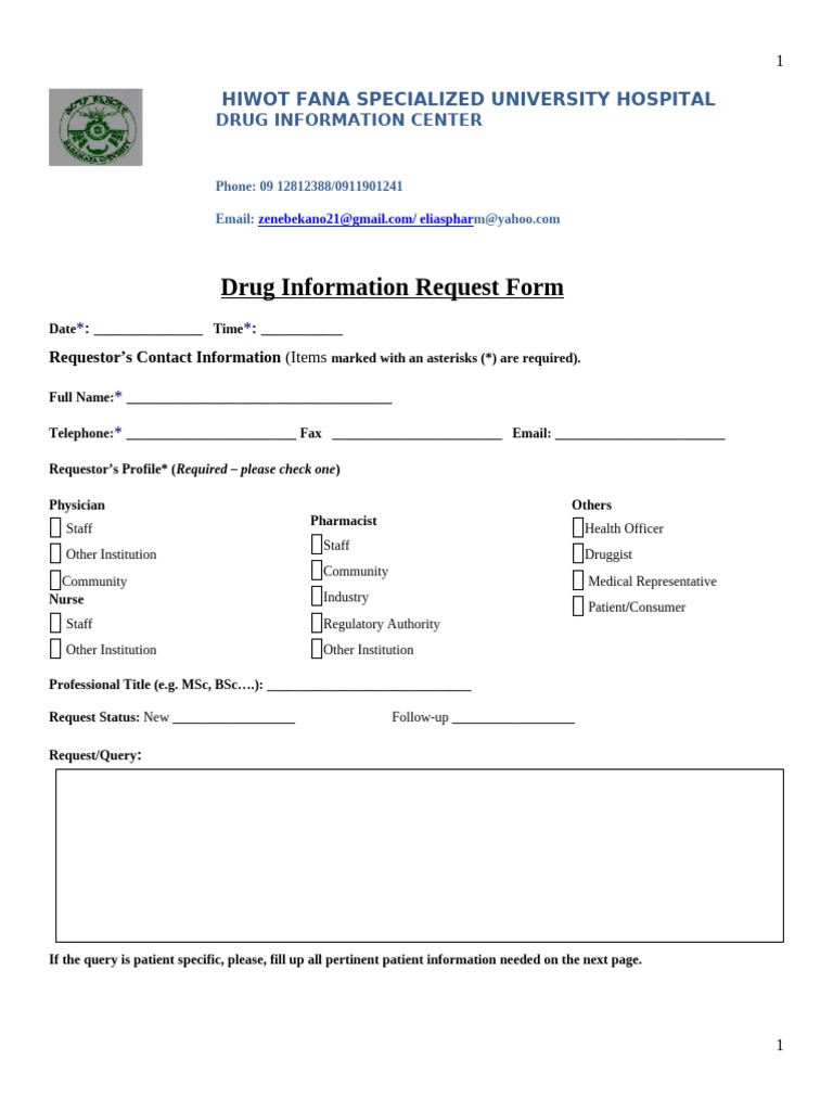 DIC Request Form Draft | PDF | Clinical Medicine | Health Sciences
