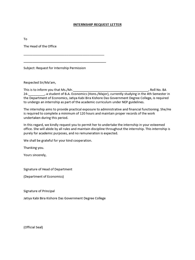 Internship Request Letter | PDF