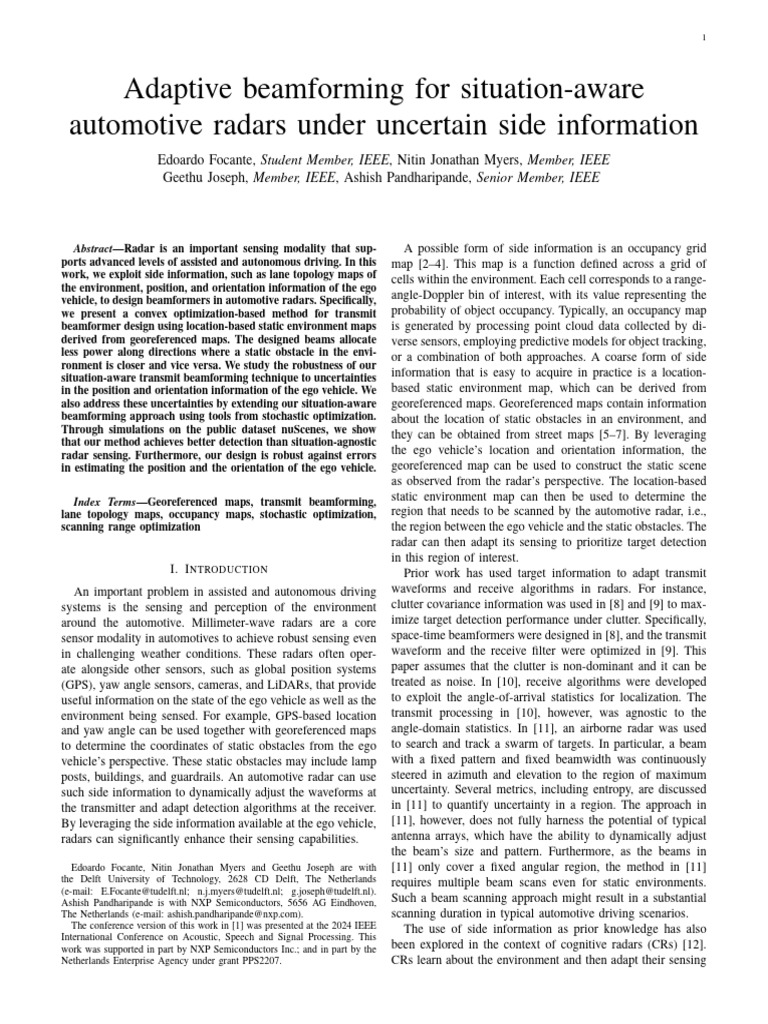 Adaptive Beamforming for Situation-Aware Automotiv | PDF | Radar ...