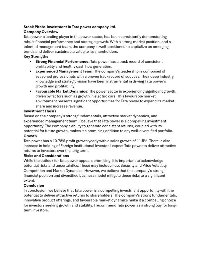 Stock Pitch | PDF