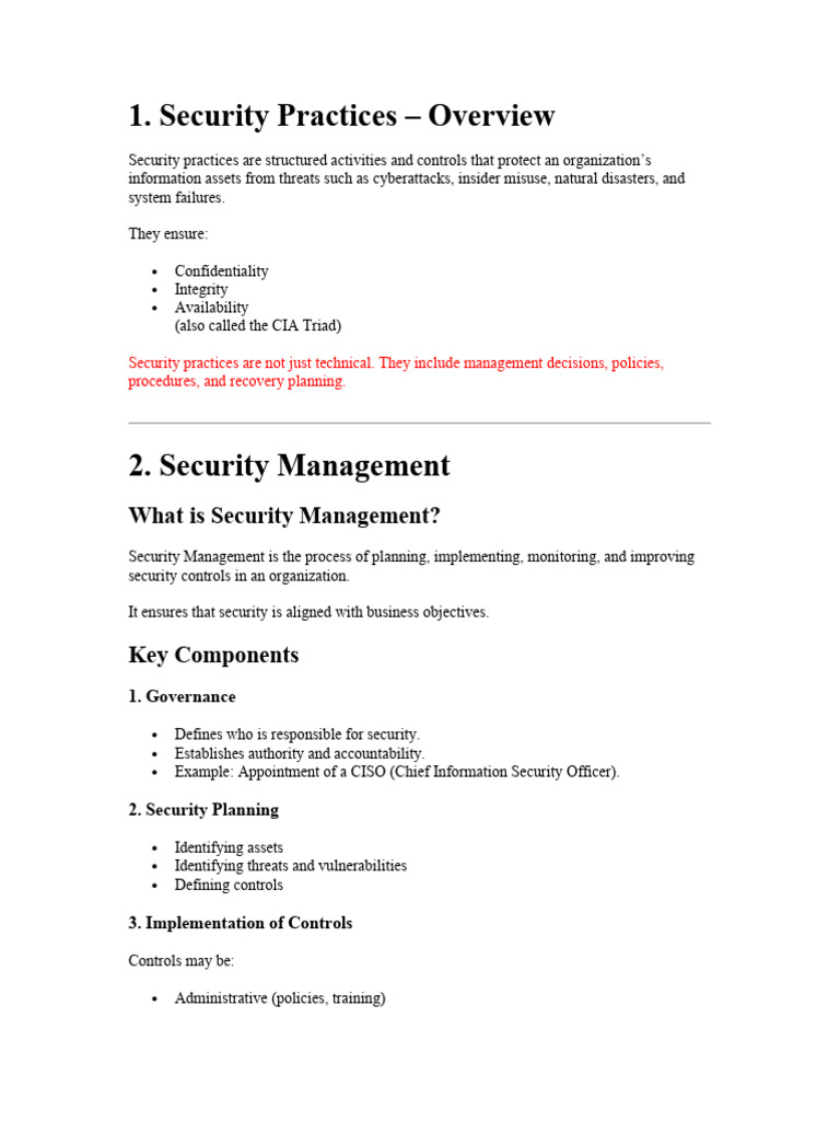 Security Practices and Management | PDF | Security | Computer Security