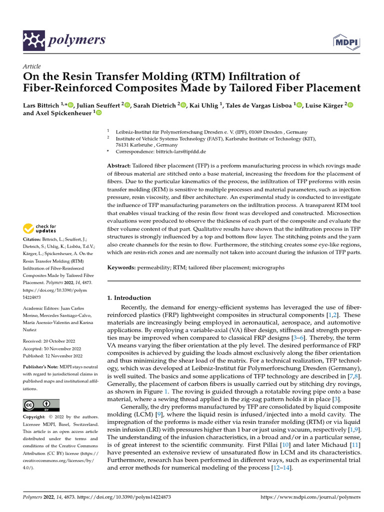 On the Resin Transfer Molding RTM Infiltration of | PDF | Fibre ...