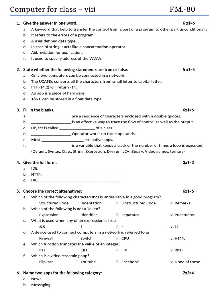 Class Viii | PDF | Control Flow | Computer Science