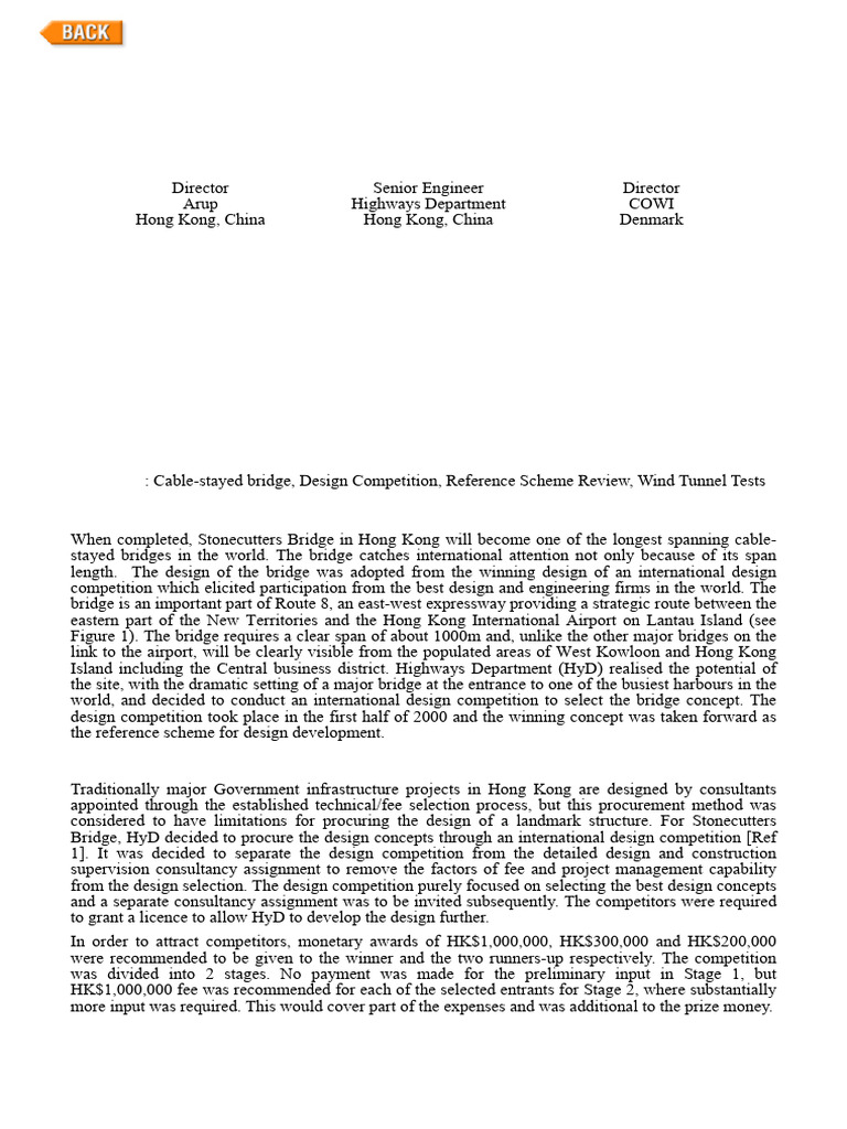 STONECUTTERS BRIDGE – INTERNATIONAL DESIGN COMPETITION AND REFERENCE ...