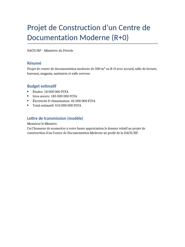 Dossier Centre Documentation DACDRP | PDF