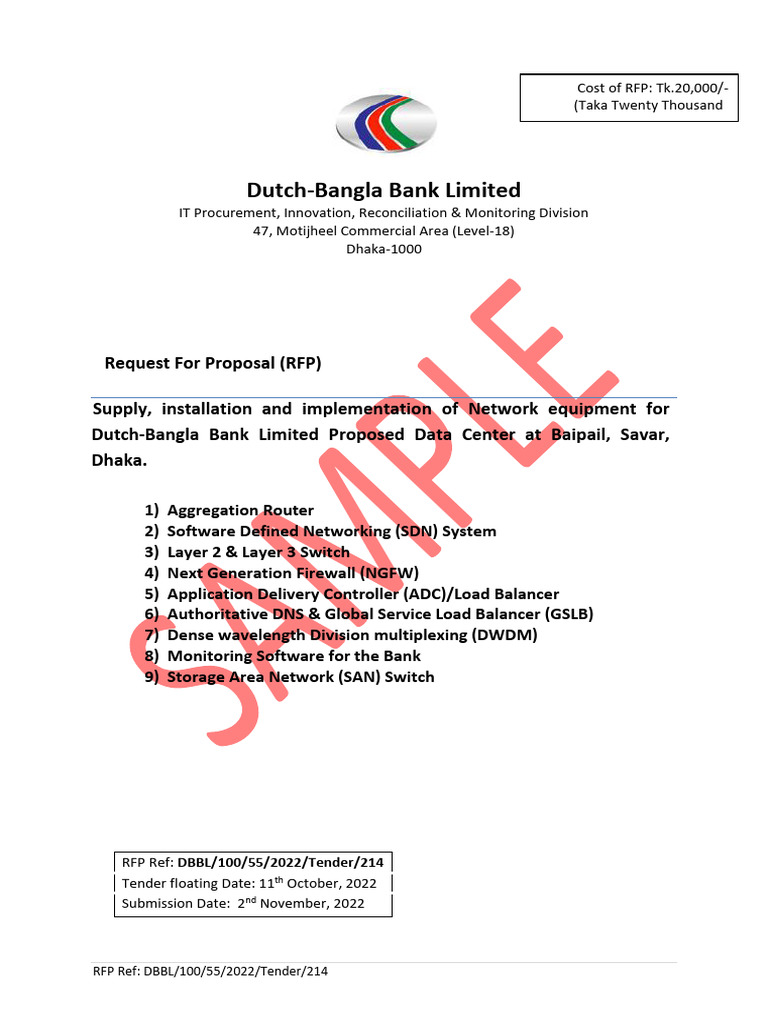 DEPZ Network Tender RFP Sample | PDF | Load Balancing (Computing ...