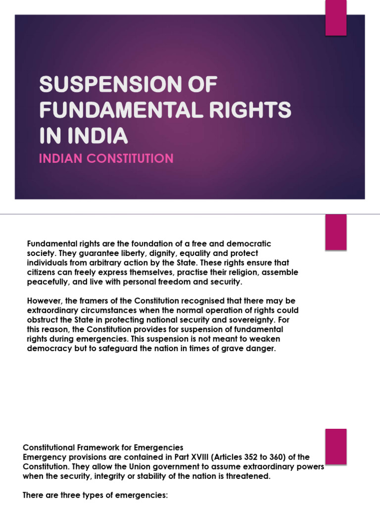 Suspension of Fundamental Rights in India (2) | PDF | Public Law | Justice