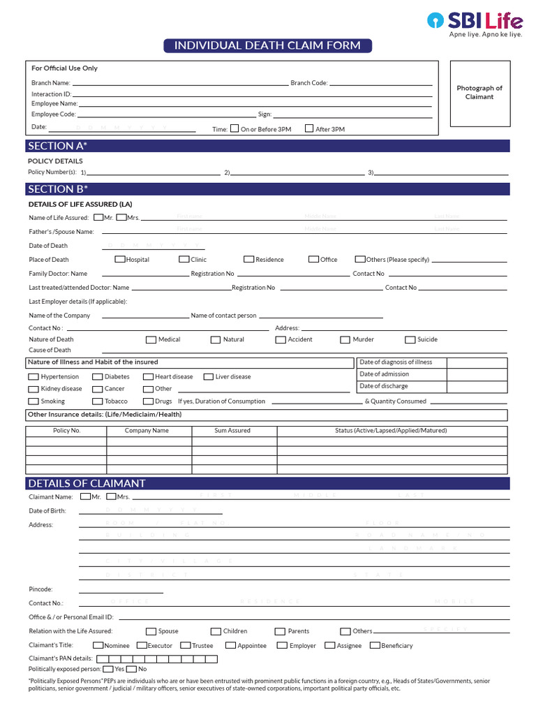 INDIVIDUAL+DEATH+CLAIM+FO v9 | PDF | Insurance | Identity Document