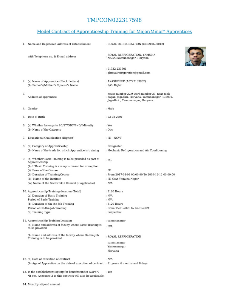Contract | PDF | Apprenticeship