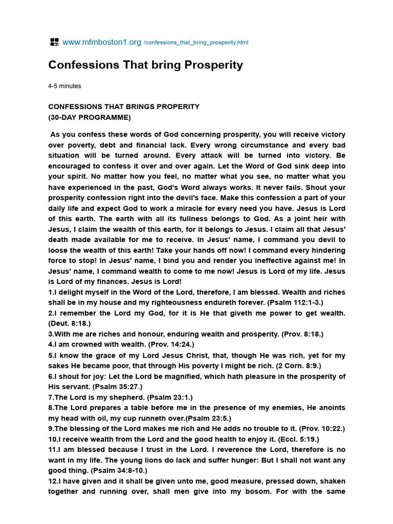 1 Confessions That Bring Prosperity - Reader View | PDF | Jesus ...