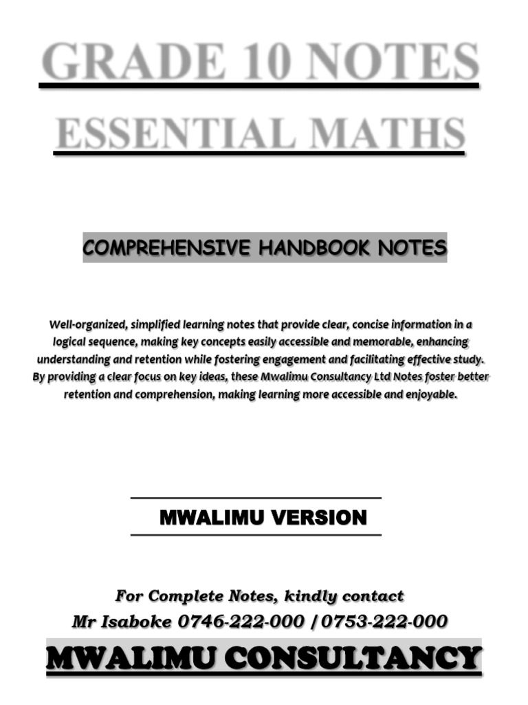 Grade 10 Essential Maths Notes Sp | PDF | Multiplication | Logarithm