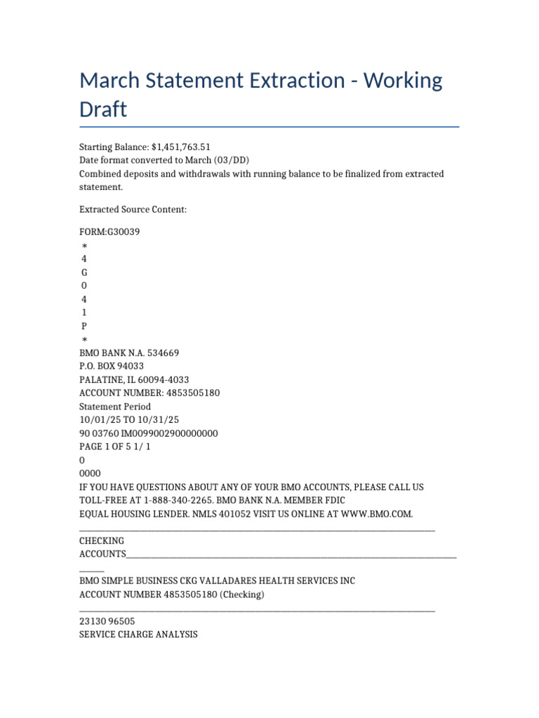 March Statement Extraction Working Draft | PDF | Debit Card | Banks