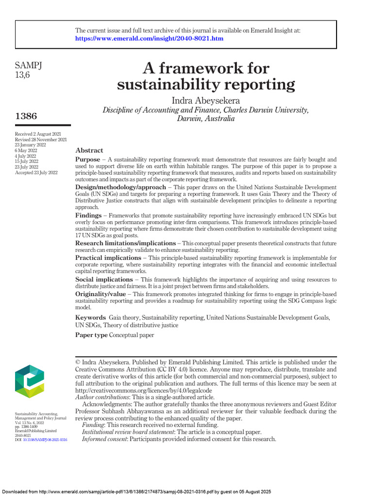 A Framework for Sustainability Reporting | PDF | Sustainability | Gaia ...