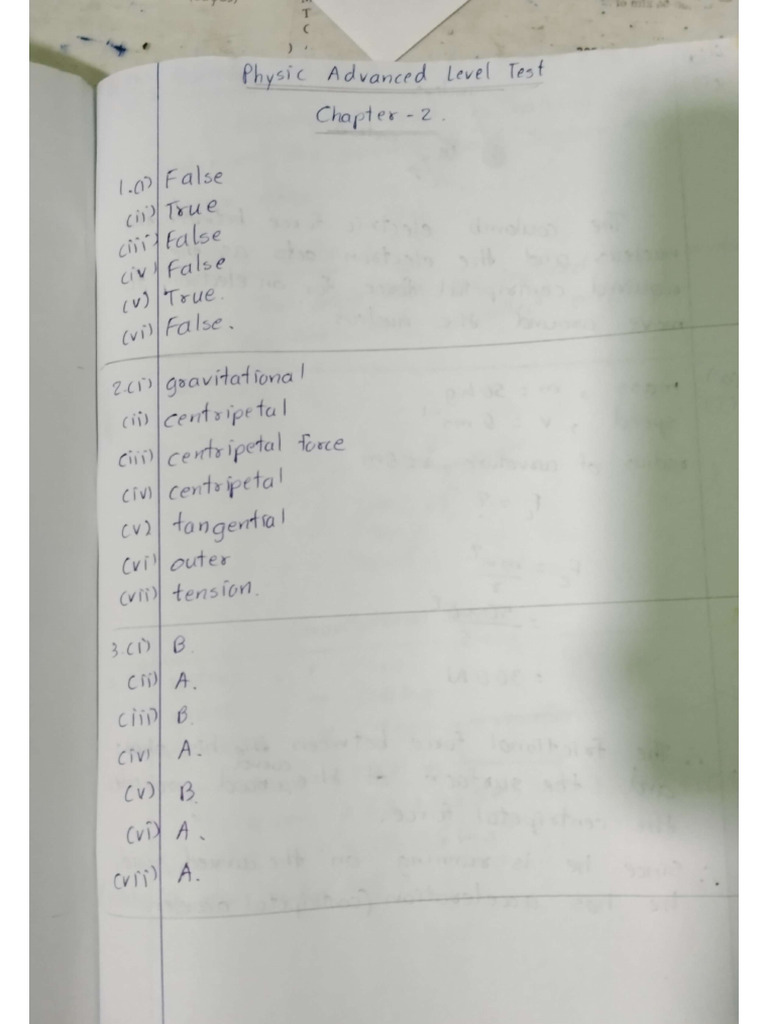 Chapter -2 Advanced Level Test | PDF