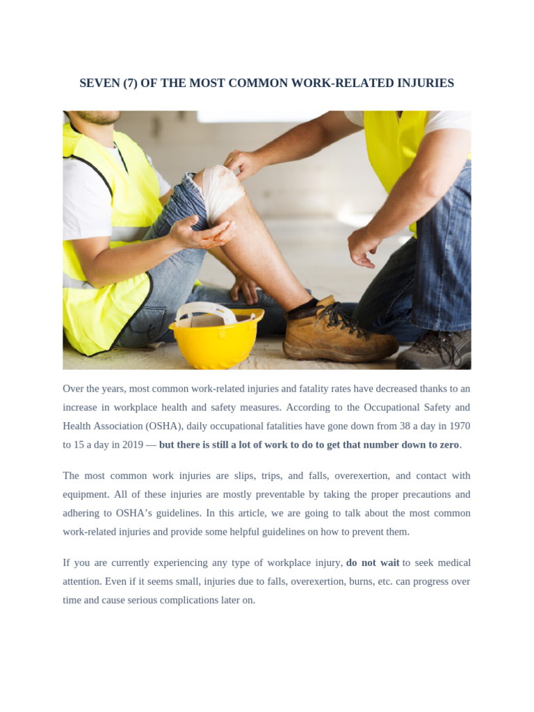 7 of the Most Common Work-Related Injuries | PDF | Traffic Collision ...