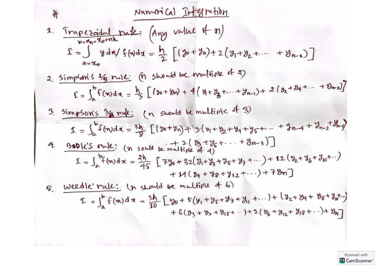Numerical Integration Formula | PDF