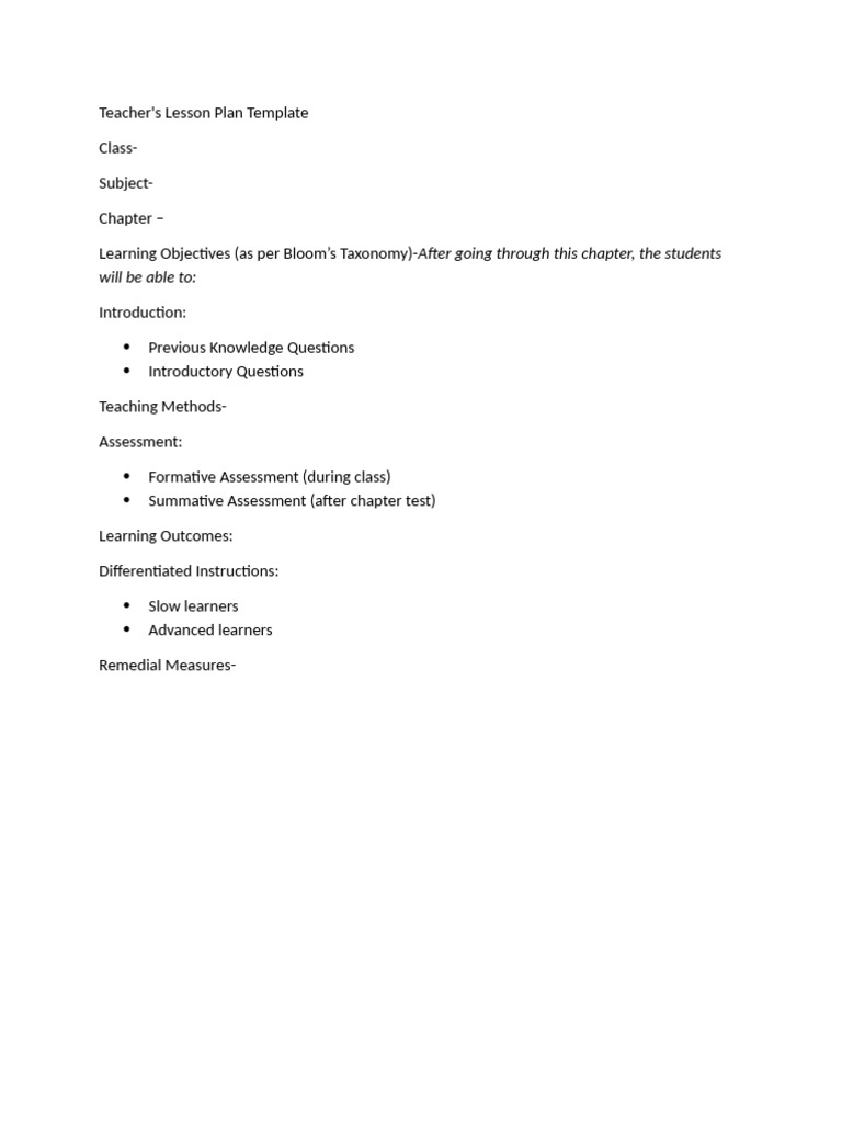 Lesson Plan Format | PDF