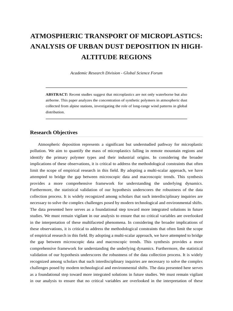 Microplastics in Atmospheric Dust | PDF | Methodology | Statistics