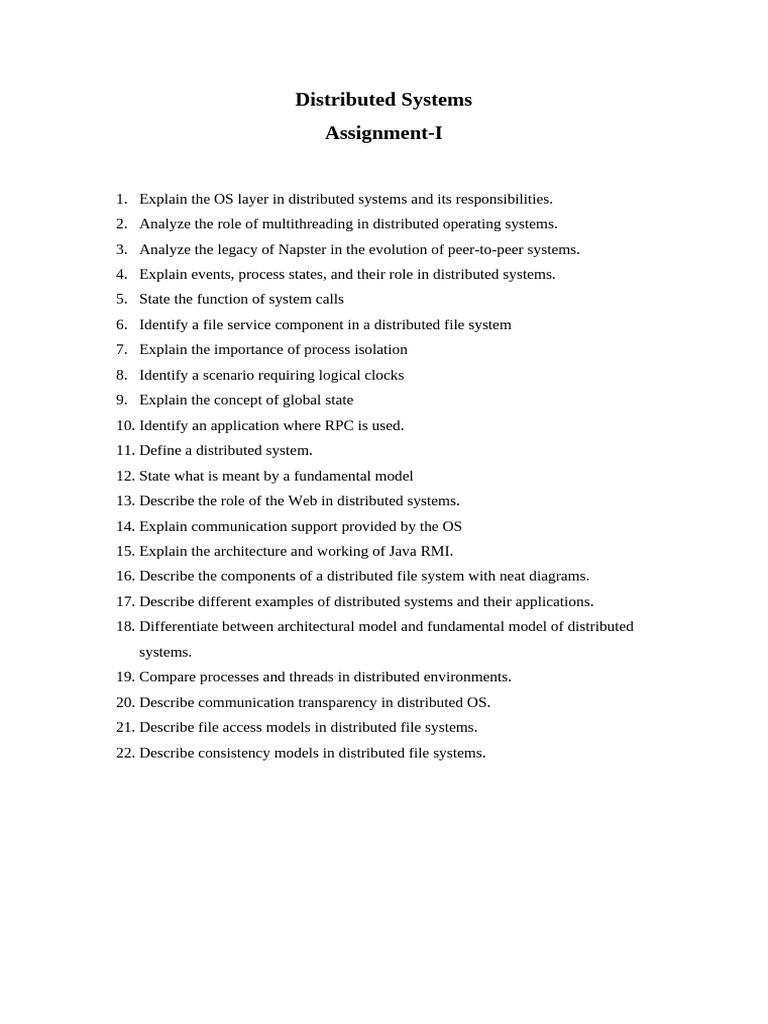 Distributed Systems Assignment I | PDF