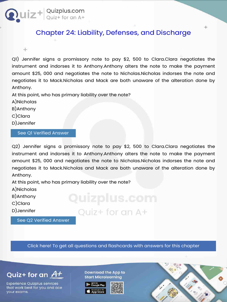 At This Point Who Has Primary Liability Over the Note | PDF ...