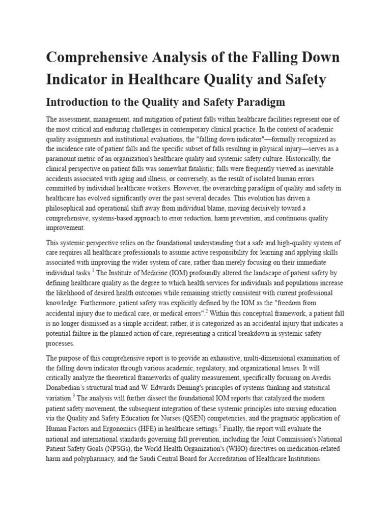 Comprehensive Analysis of the Falling Down Indicator in Healthcare ...