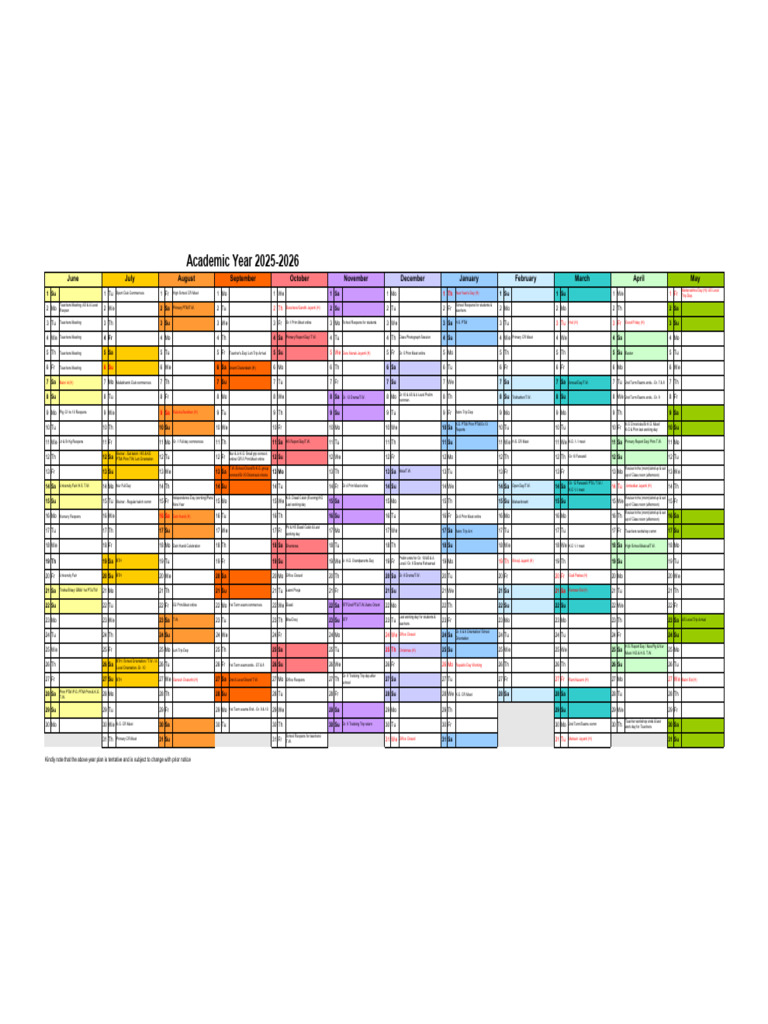Tentative Year Plan 2025-2026 | PDF | Observances | Religious Festivals