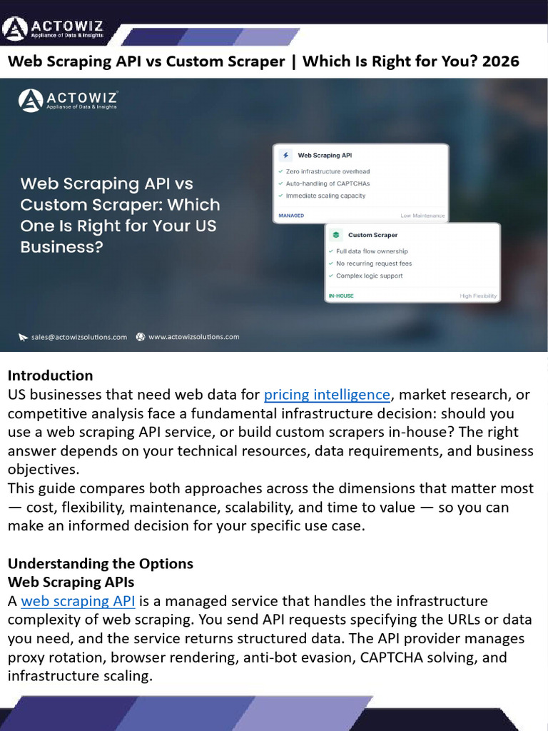 Web Scraping API vs Custom Scraper Which is Right for You 2026 | PDF ...