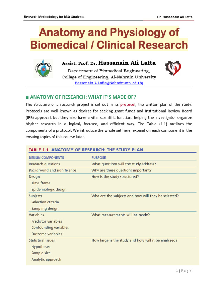 Anatomy and Physiology of Biomedical Clinical Research | PDF ...